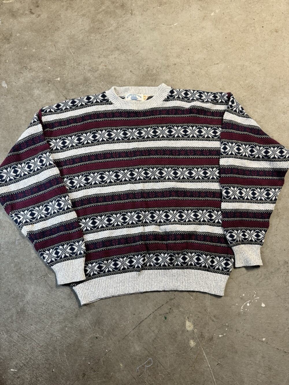 Vintage Hampton Bay Mens Size L 100% Cotton Knit Sweater Made In USA